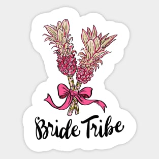 Bride Tribe Shirt Pink Pineapple Bouquet Illustration Sticker